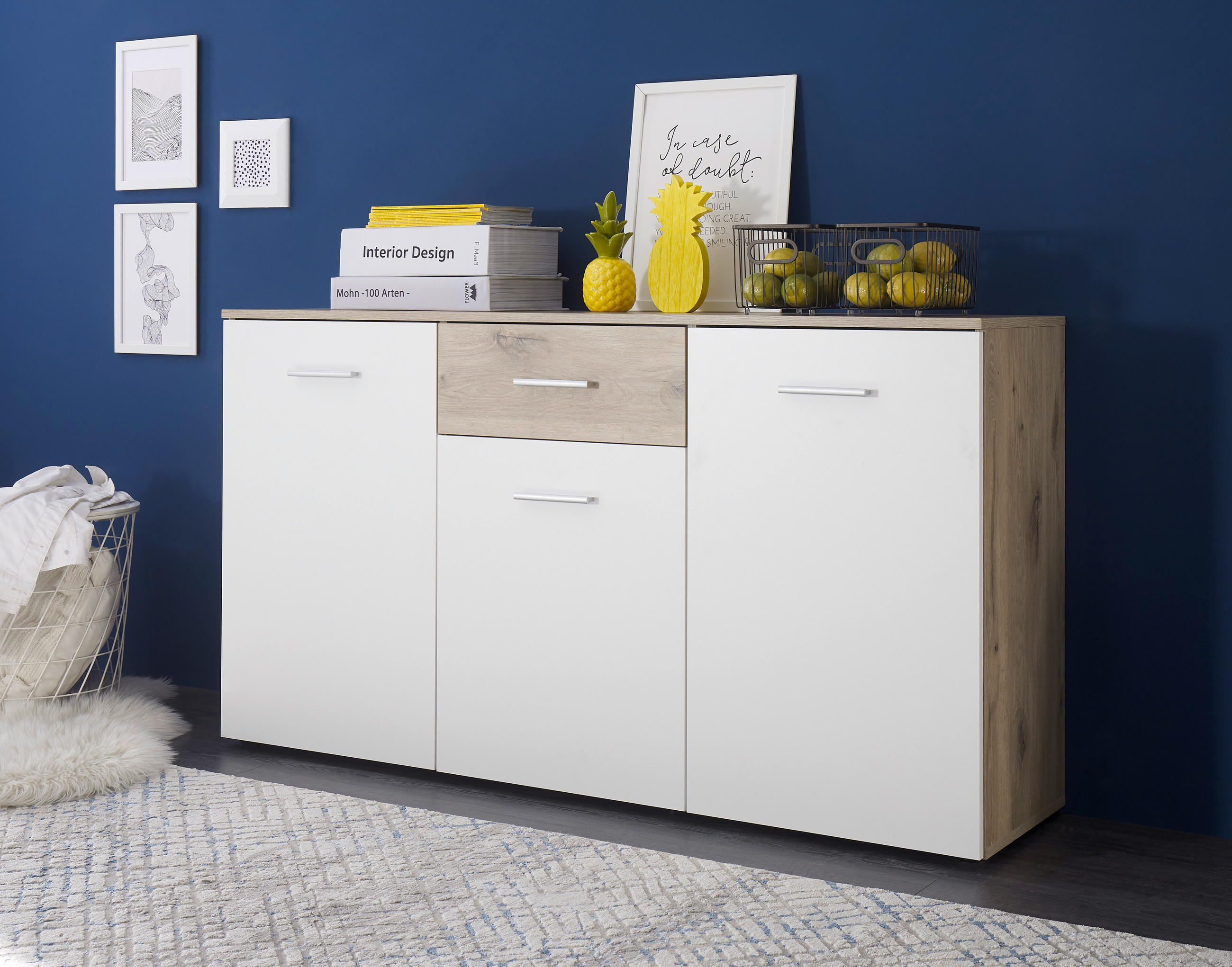 SIDEBOARD  in 150/82/40 cm  - Eichefarben/Silberfarben, Design, Holzwerkstoff/Kunststoff (150/82/40cm) - MID.YOU