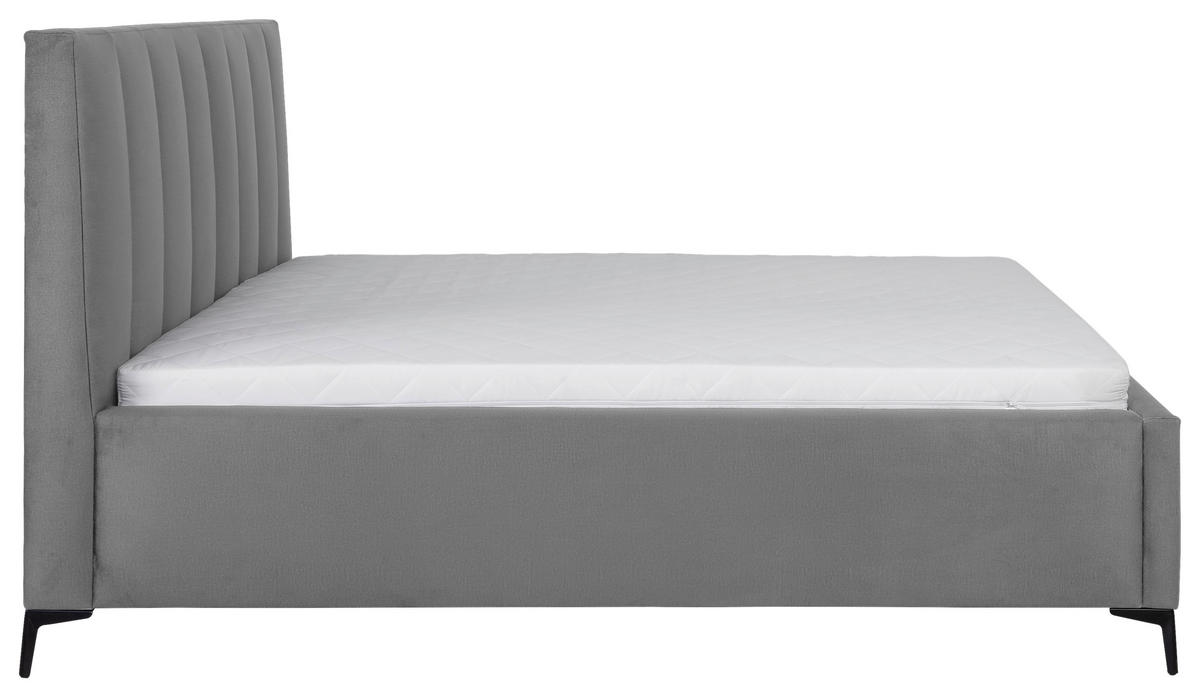 POLSTERBETT Lattenrost, Bettkasten 180/200 cm  in Grau  - Birkefarben/Schwarz, KONVENTIONELL, Holz/Textil (180/200cm) - Boxxx