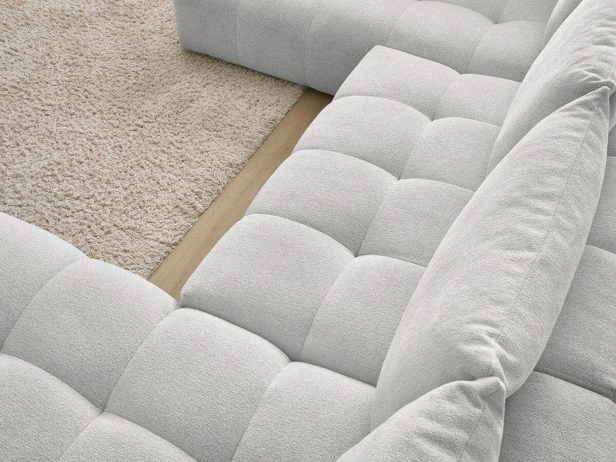 ECKSCHLAFSOFA EVEREST  mit Rücken echt, Armteil links, Armteil rechts Flachgewebe Hellgrau  - Hellgrau/Schwarz, MODERN, Kunststoff/Textil (212/423/198cm)