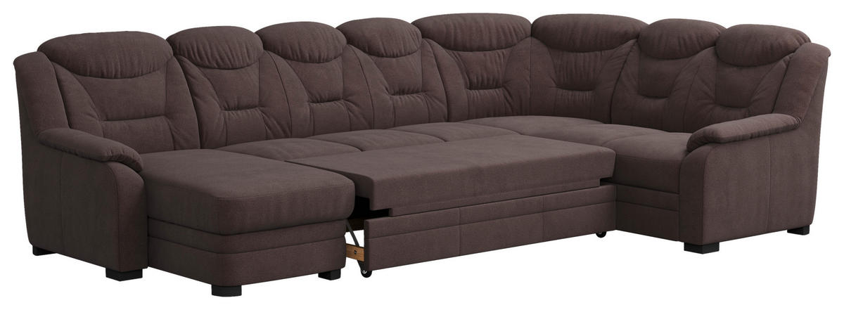 WOHNLANDSCHAFT in Chenille Braun  - Schwarz/Braun, Basics, Kunststoff/Textil (162/330/211cm) - MID.YOU