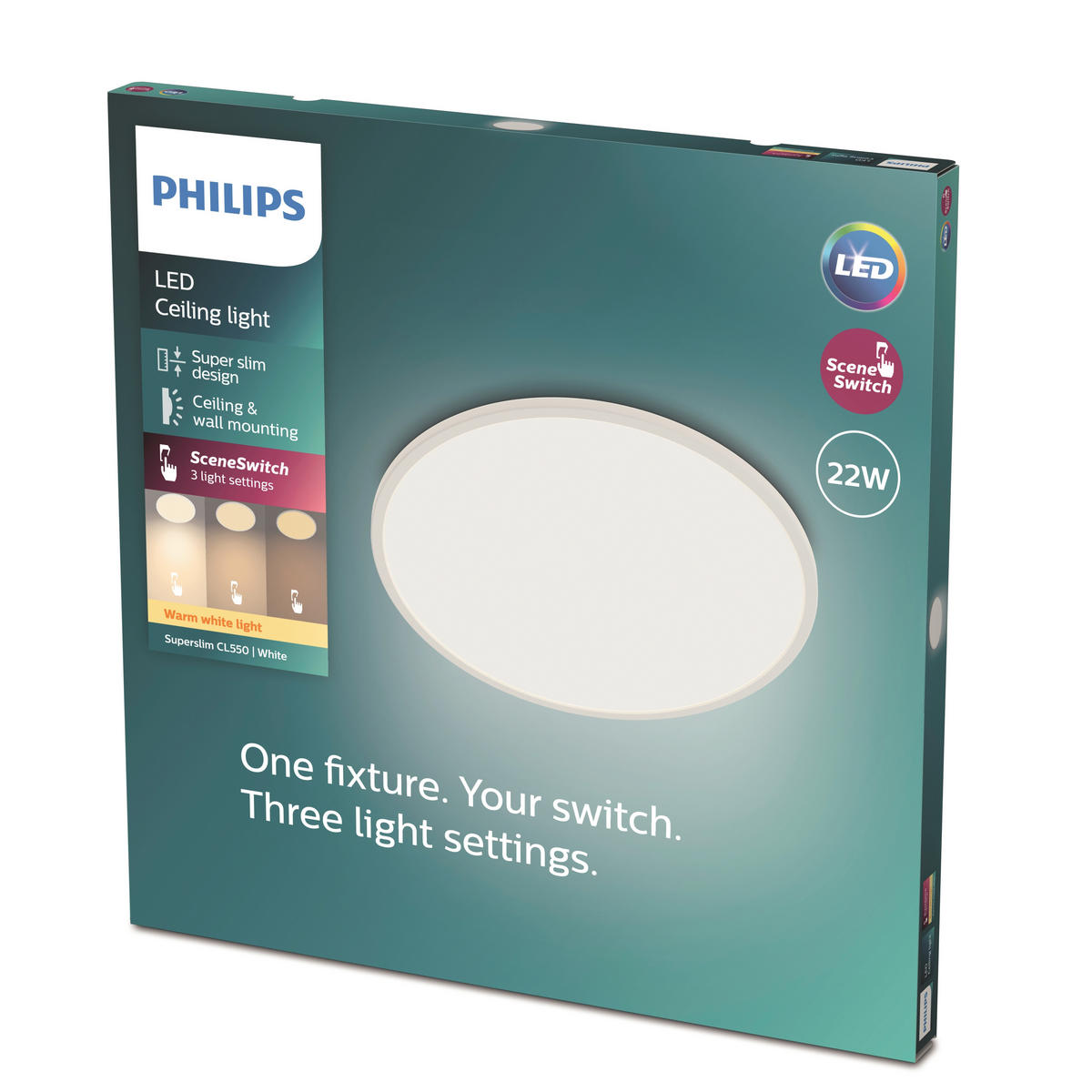 LED-DECKENLEUCHTE Superslim CL550 42,5/42,5/2,3 cm   - Weiß, Basics, Kunststoff (42,5/42,5/2,3cm) - Philips