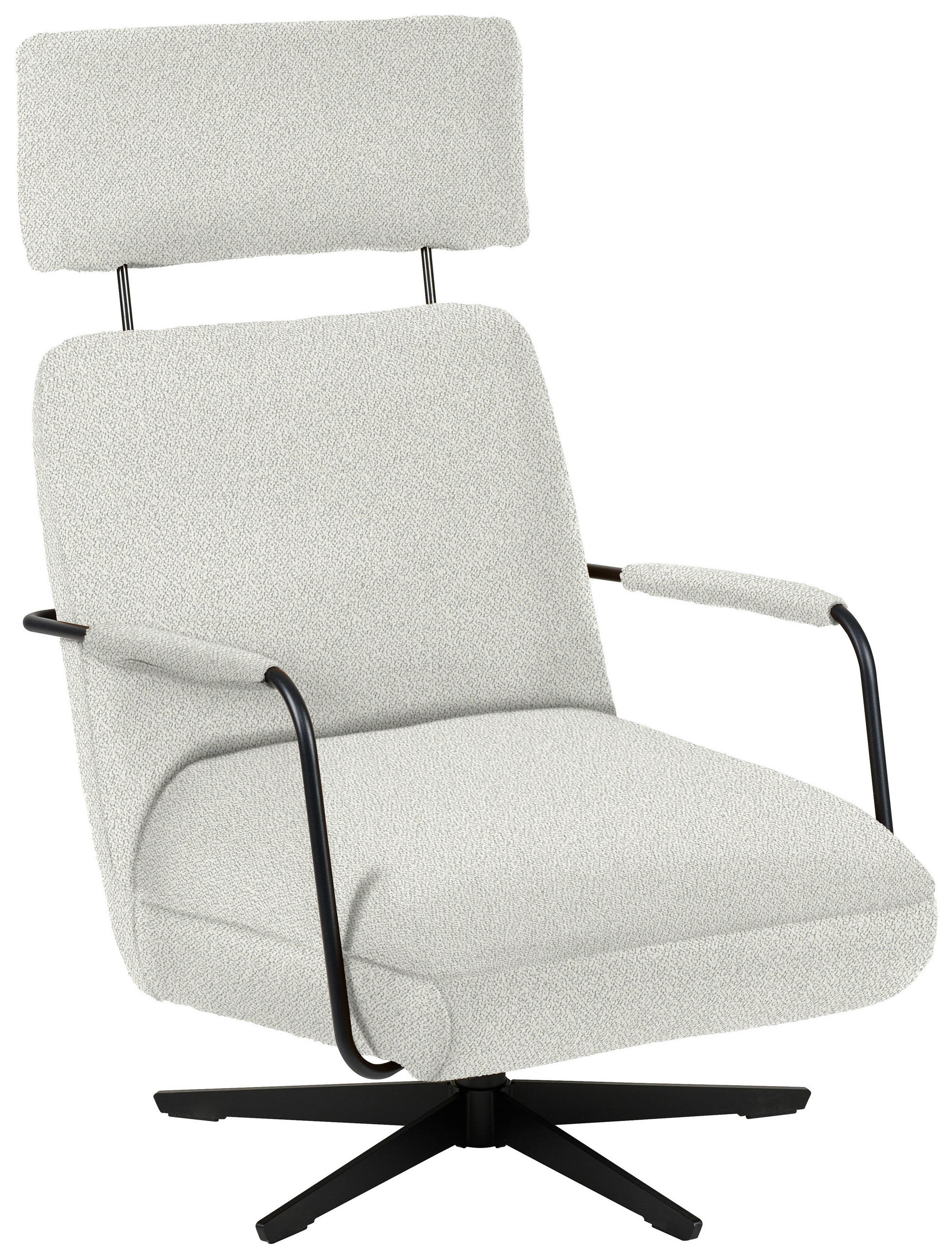 SESSEL in Flachgewebe, Bouclé Weiss  - Weiss/Schwarz, Design, Textil/Metall (71/103/91cm) - Koinor
