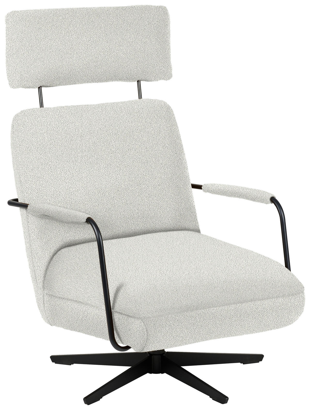 SESSEL in Flachgewebe, Bouclé Weiss  - Weiss/Schwarz, Design, Textil/Metall (71/103/91cm) - Koinor