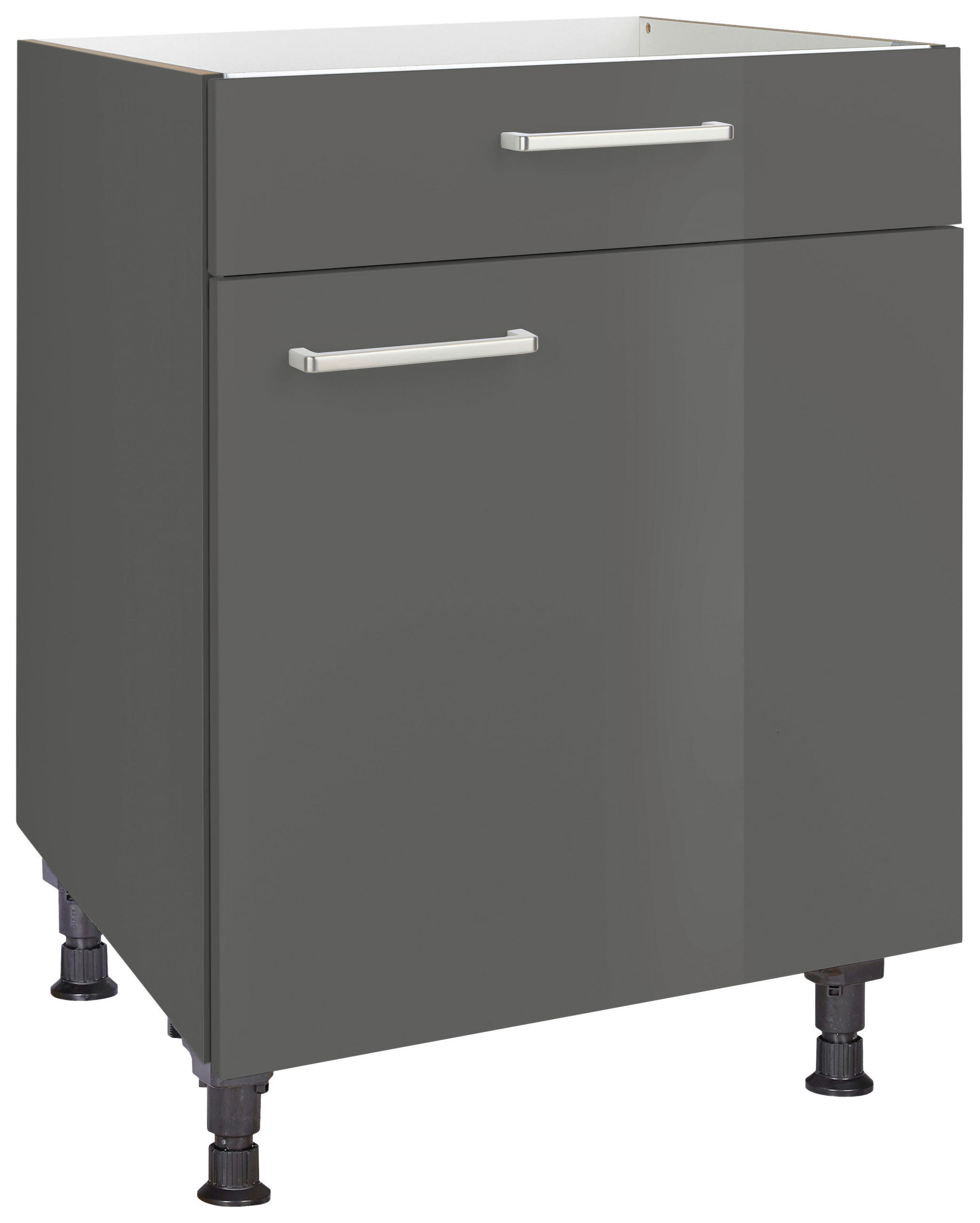 KOCHFELDUMBAUSCHRANK 60/87/56 cm  in Schieferfarben  - Schieferfarben/Edelstahlfarben, MODERN, Holzwerkstoff/Metall (60/87/56cm) - Nobilia