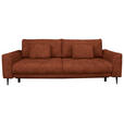 SCHLAFSOFA  mit Liegefunktion, Schlafen auf Sitzhöhe, Rücken echt Chenille Terracotta  - Terracotta/Schwarz, KONVENTIONELL, Textil/Metall (235/90/104cm) - Carryhome