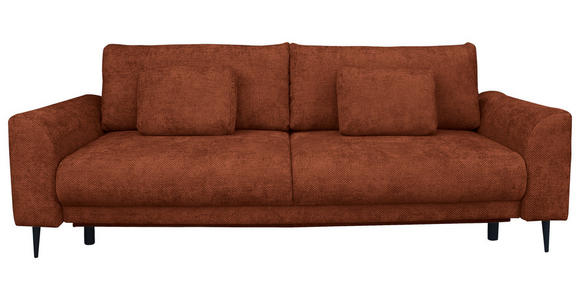 SCHLAFSOFA  mit Liegefunktion, Schlafen auf Sitzhöhe, Rücken echt Chenille Terracotta  - Terracotta/Schwarz, KONVENTIONELL, Textil/Metall (235/90/104cm) - Carryhome