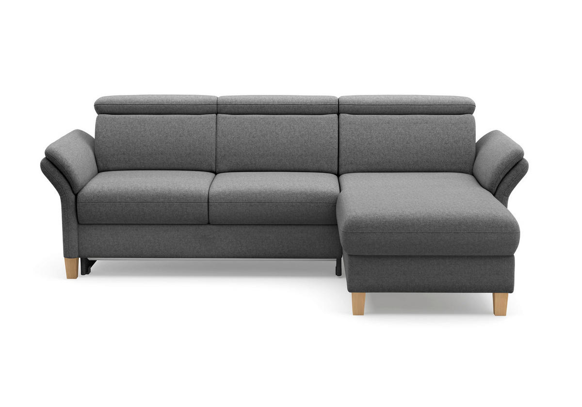 ECKSOFA GLENDALE E Dunkelgrau Flachgewebe  - Eichefarben/Dunkelgrau, KONVENTIONELL, Holz/Textil (253/166cm) - Sit & More