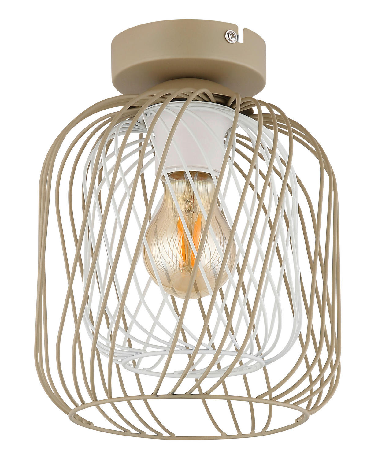 DECKENLEUCHTE  18/24,5 cm    - Sandfarben/Weiß, Basics, Metall (18/24,5cm) - Globo