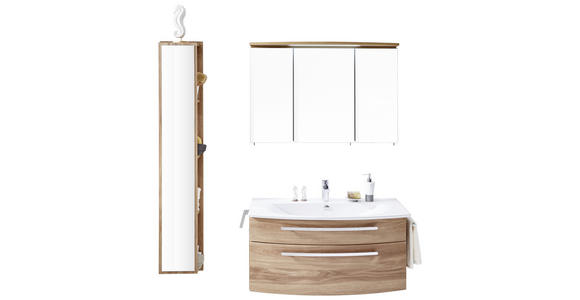BADEZIMMER in 100 cm - Eichefarben/Weiß, KONVENTIONELL, Glas/Keramik (100cm) - Novel
