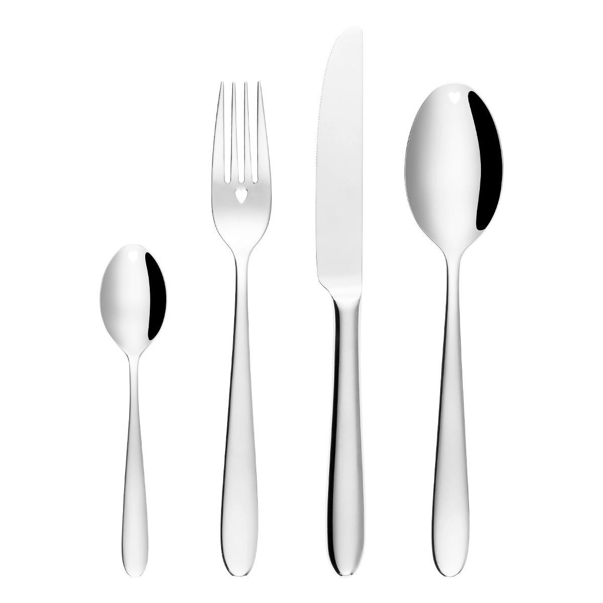 SADA PRÍBOROV, ušľachtilá oceľ, 54-dielne - farba ušľachtilej ocele, Design, kov - Sola