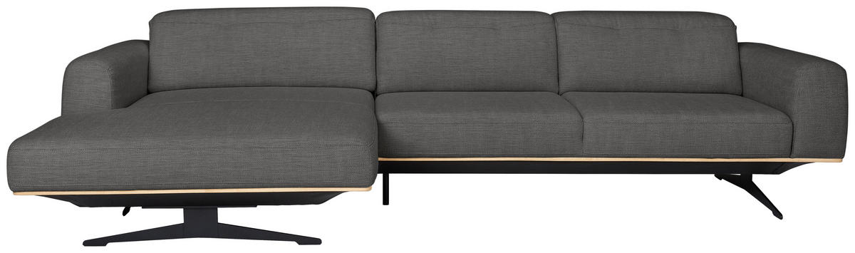 ECKSOFA in Struktur Dunkelgrau  - Eichefarben/Dunkelgrau, Design, Holz/Textil (163/305cm) - Novel