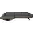 ECKSOFA Dunkelgrau Struktur  - Eichefarben/Dunkelgrau, Design, Holz/Textil (163/305cm) - Novel