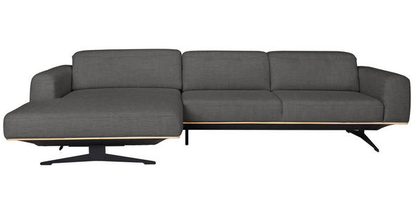 ECKSOFA Dunkelgrau Struktur - Eichefarben/Dunkelgrau, Design, Holz/Textil (163/305cm) - Novel