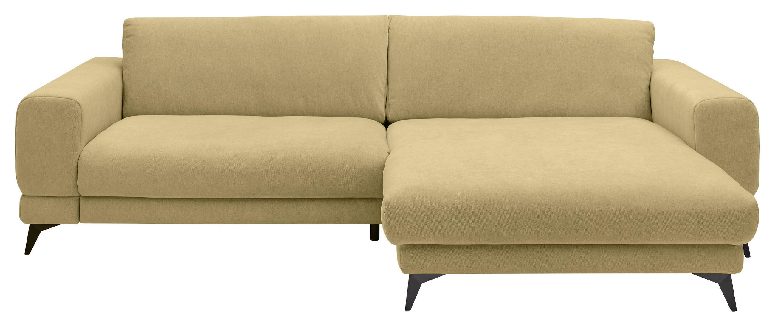 ECKSOFA Limette Chenille  - Limette/Schwarz, KONVENTIONELL, Textil/Metall (292/194cm) - SetOne by Musterring