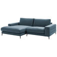 ECKSOFA in Velours Blaugrau  177/253 cm  - Blaugrau/Schwarz, Design, Textil/Metall (177/253cm) - Dieter Knoll