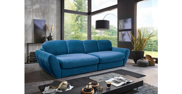 BIGSOFA Flachgewebe Blau  - Blau/Schwarz, MODERN, Kunststoff/Textil (290/96/113cm) - Cantus