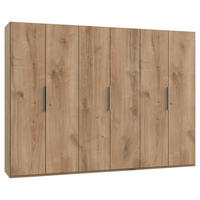 DREHTÜRENSCHRANK 300/216/58 cm,  in Eichefarben, 6 Tür(en)  - Chromfarben/Eichefarben, MODERN, Holzwerkstoff (300/216/58cm) - MID.YOU