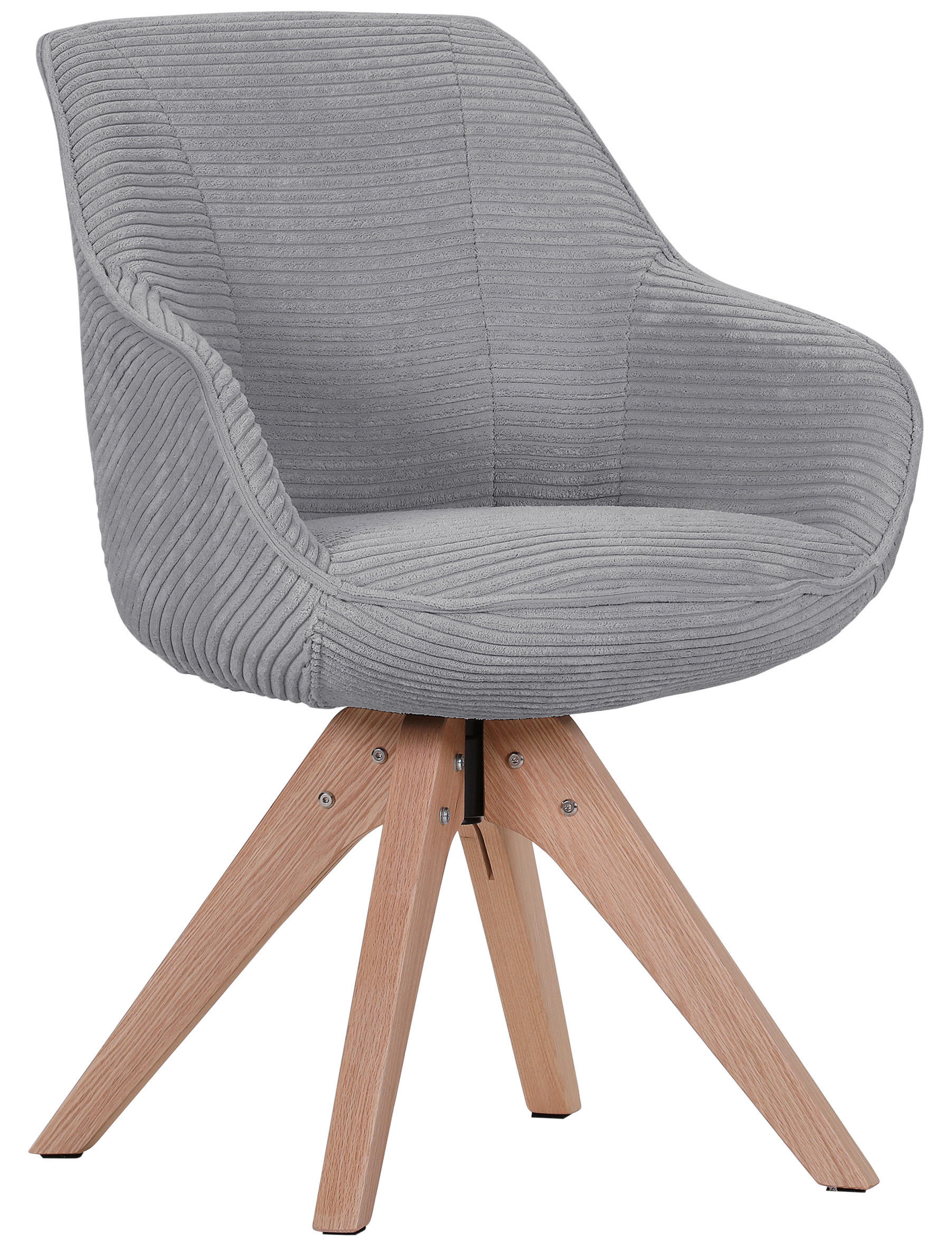 ARMLEHNSTUHL  Stoffauswahl, Typenauswahl, Sitzfläche 360° drehbar Cord  Eichefarben, Hellgrau  - Eichefarben/Hellgrau, Design, Holz/Textil (60/83/65cm) - Landscape