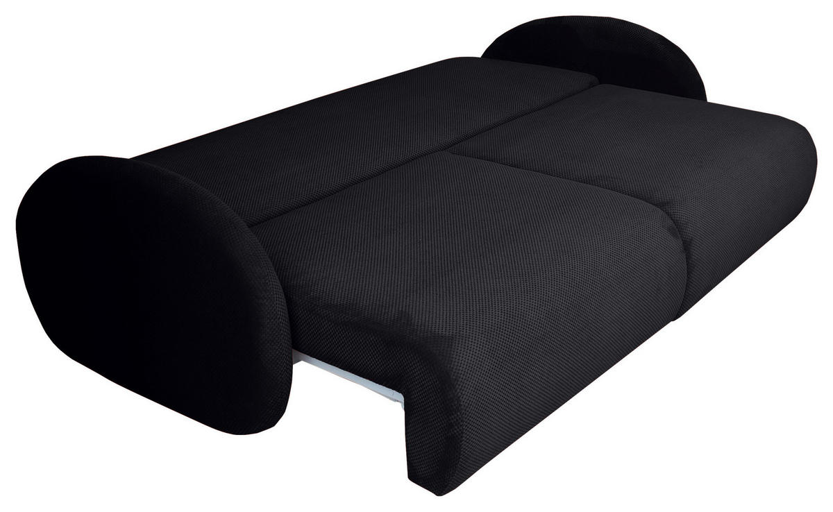 SCHLAFSOFA  mit Liegefunktion, Schlafen auf Sitzhöhe, Rücken echt Chenille Schwarz  - Schwarz, KONVENTIONELL, Kunststoff/Textil (222/90/100cm) - Carryhome