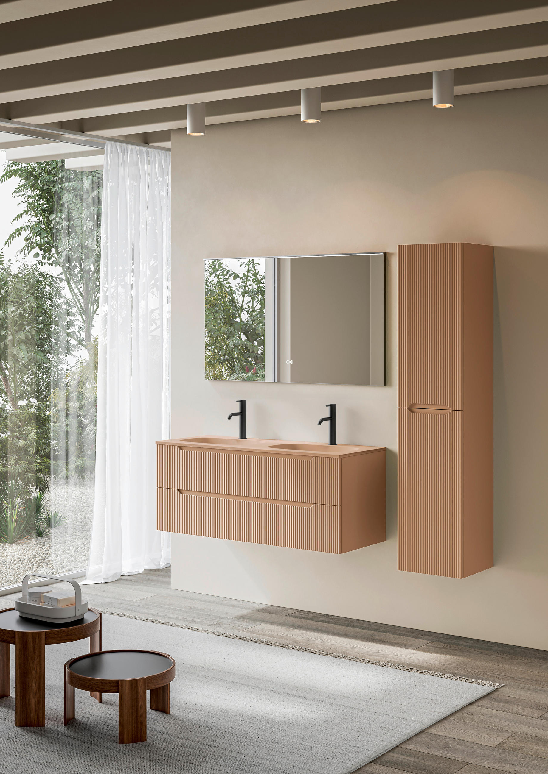 BADEZIMMER 3-teilig  in 120 cm  - Altrosa/Weiß, KONVENTIONELL, Holzwerkstoff/Stein (120cm) - Belluti