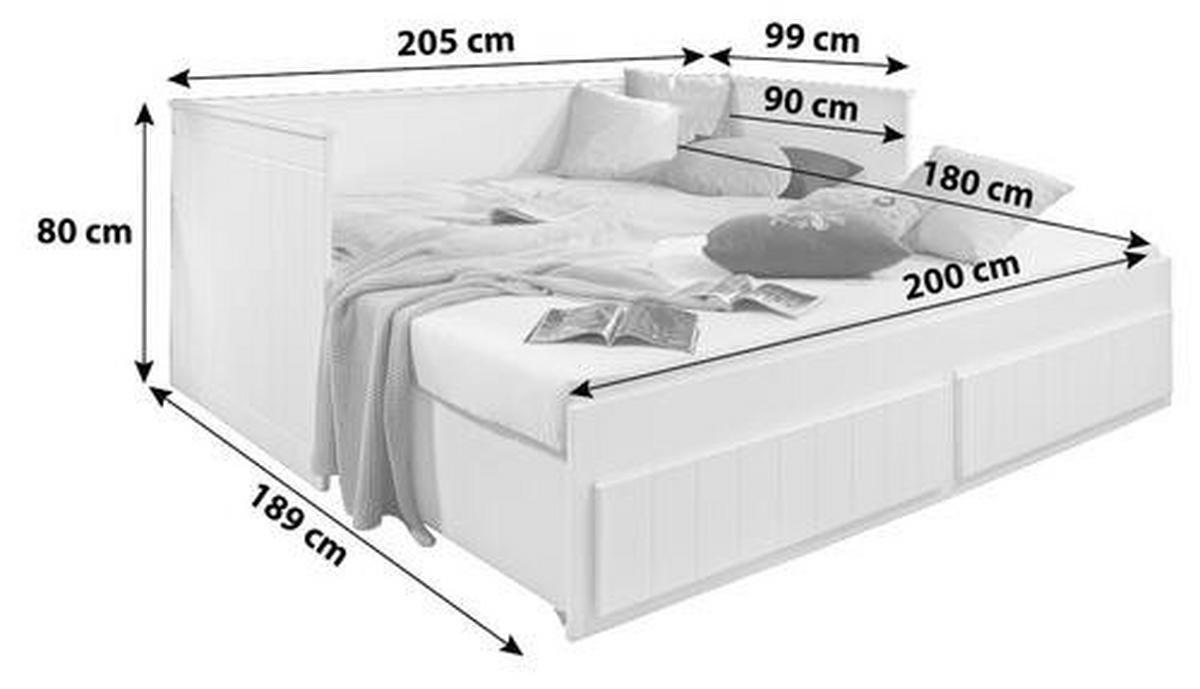 AUSZIEHBETT 90/200 cm  in Weiß  - Weiß, MODERN, Holzwerkstoff (90/200cm) - MID.YOU