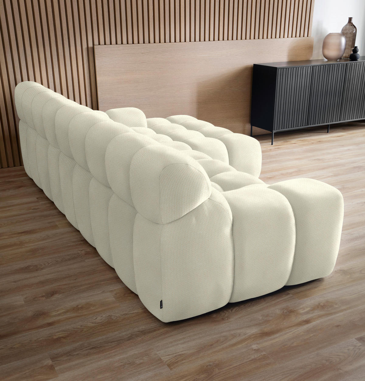 ECKSOFA in Webstoff Weiss  - Weiss/Schwarz, Modern, Kunststoff/Textil (297/180cm) - Welnova