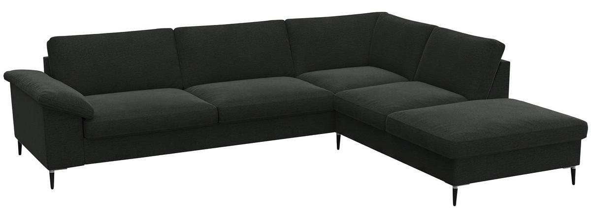 ECKSOFA Waldgrün Chenille, Webstoff, Flachgewebe  - Waldgrün/Alufarben, Design, Textil/Metall (279/225cm) - Livetastic