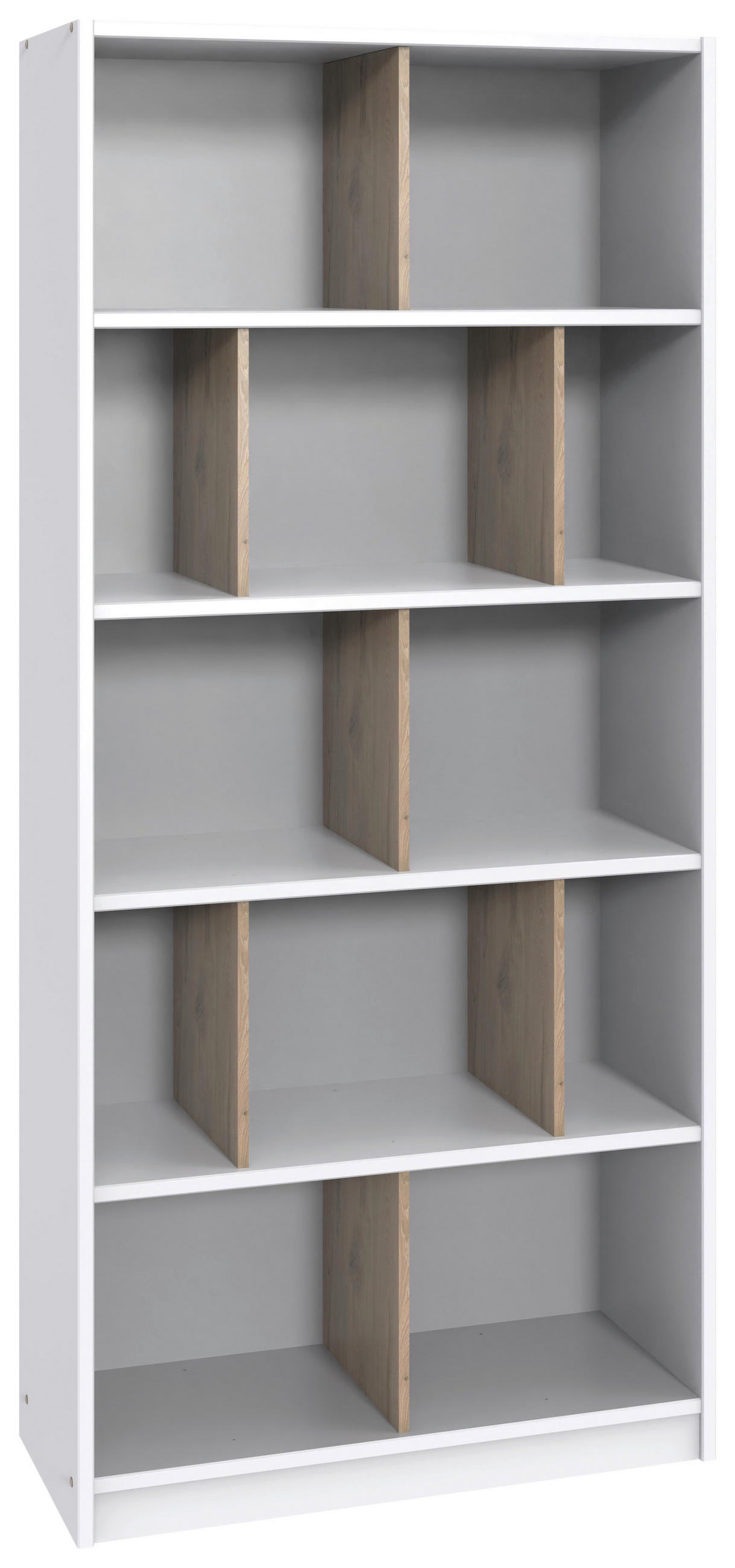 REGAL  90/197/39 cm Weiß, Eichefarben  - Eichefarben/Weiß, Basics, Holzwerkstoff (90/197/39cm) - Boxxx