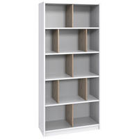 REGAL  90/197/39 cm Weiss, Eichefarben  - Weiss/Eichefarben, Basics, Holzwerkstoff (90/197/39cm) - Boxxx