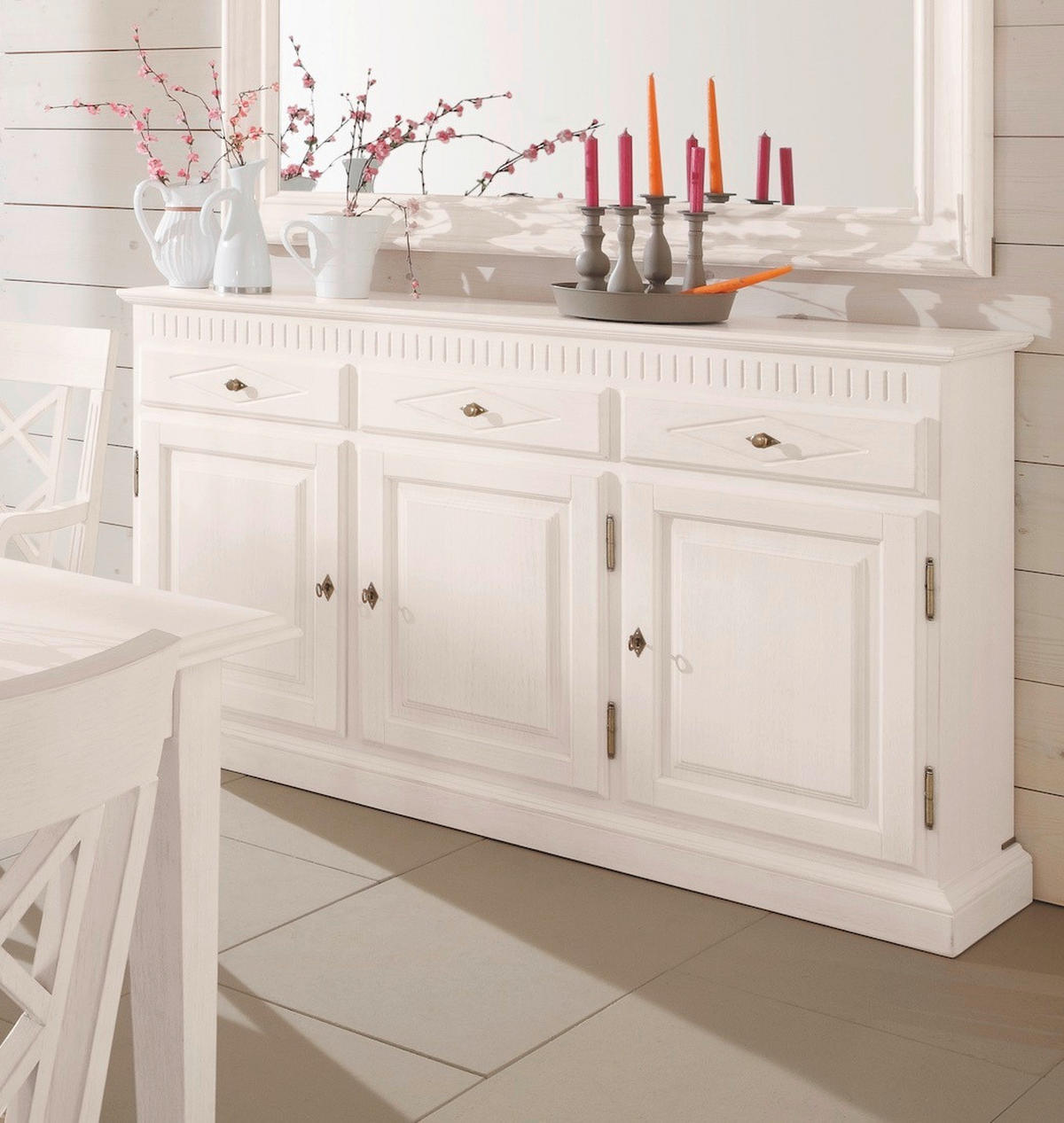 SIDEBOARD  in 162/101/48 cm  - Weiß/Bronzefarben, LIFESTYLE, Holz/Metall (162/101/48cm) - Livetastic