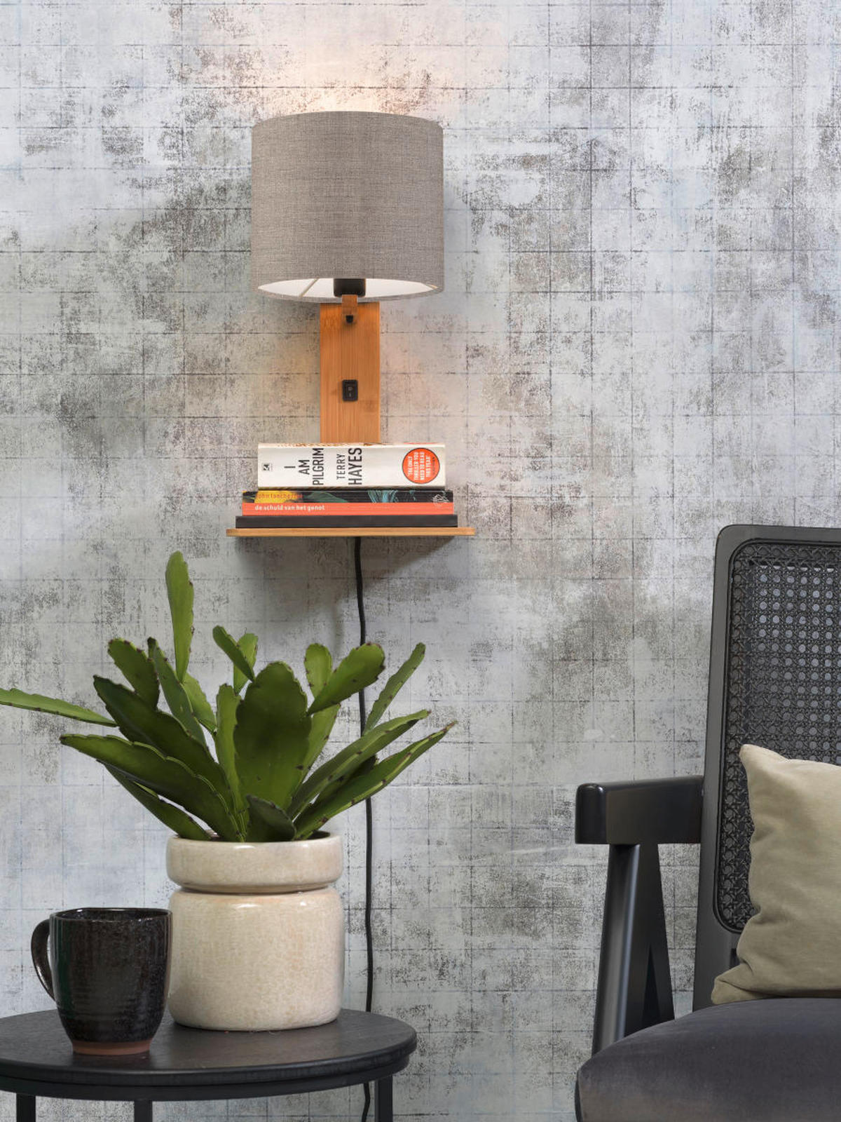 WANDLEUCHTE GOOD&MOJO  19/24/36 cm  - Naturfarben, Trend, Holz/Textil (19/24/36cm) - Good & Mojo