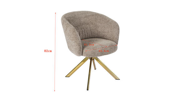 ARMLEHNSTUHL  Sitzfläche 360° drehbar Mikrofaser  Taupe, Goldfarben  - Taupe/Goldfarben, Design, Textil/Metall (61,5/82/61,5cm) - Hom`in
