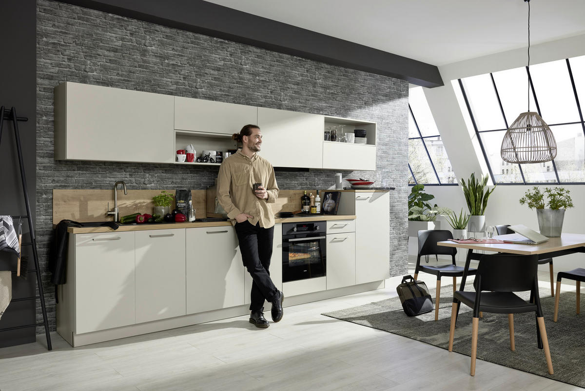 KÜCHENLEERBLOCK 360 cm   in Eichefarben, Sahara  - Edelstahlfarben/Eichefarben, Design, Holzwerkstoff/Metall (360cm) - Nolte Küchen