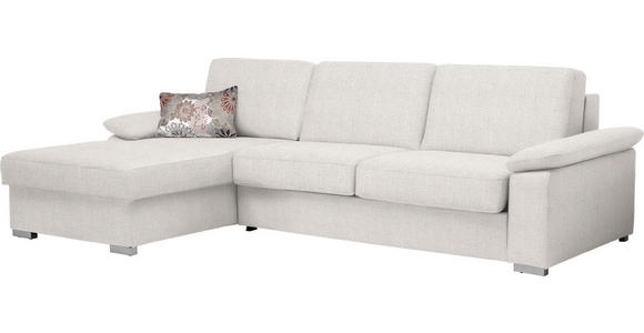 ECKSOFA in Flachgewebe Creme  - Chromfarben/Creme, KONVENTIONELL, Textil/Metall (176/285cm) - Novel