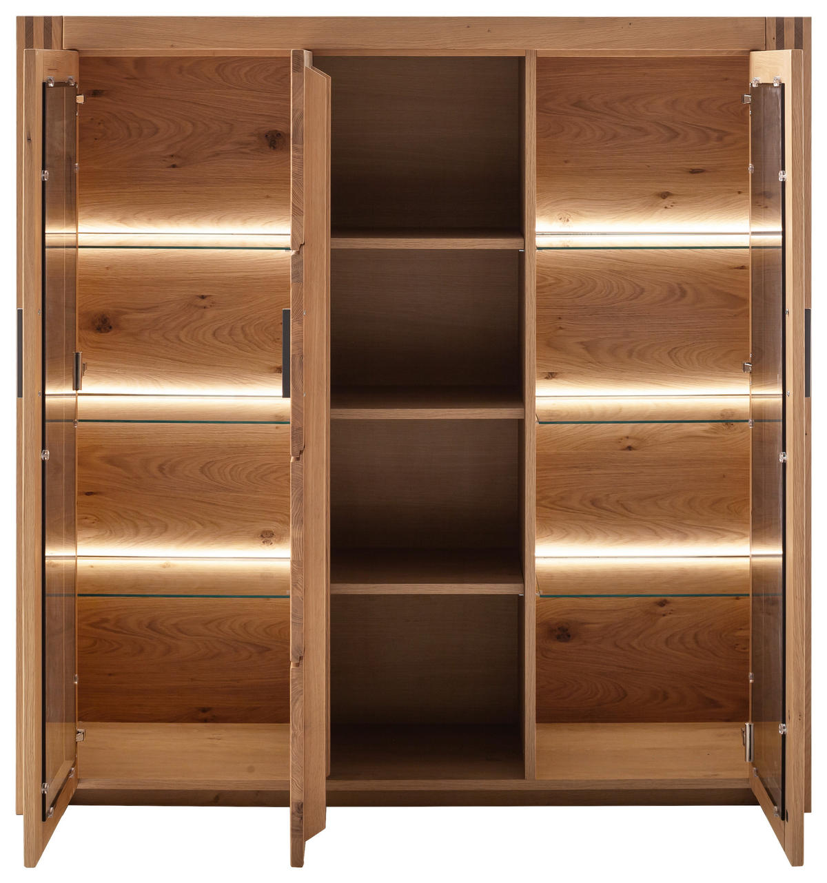 HIGHBOARD  in 137/139/37 cm  - Eichefarben/Anthrazit, Design, Glas/Holz (137/139/37cm) - Livetastic