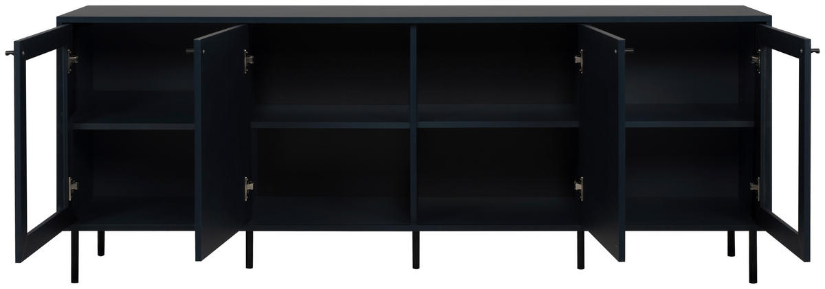 KOMODA - NISKA   180/68/40 cm   plava   - crna/plava, Moderno, staklo/drvni materijal (180/68/40cm) - MID.YOU