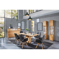 ESSTISCH in Holz, Metall, Glas 180/95/76,1 cm   - Schieferfarben/Eichefarben, Natur, Glas/Holz (180/95/76,1cm) - Valnatura