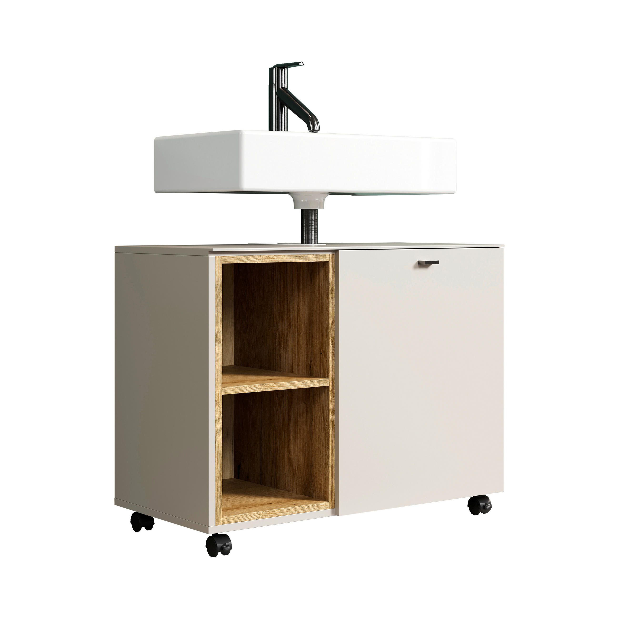 WASCHBECKENUNTERSCHRANK 80/64/42 cm  - Kaschmir/Schwarz, Trend, Holzwerkstoff/Kunststoff (80/64/42cm) - MID.YOU