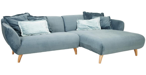 ECKSOFA Petrol Plüsch  - Buchefarben/Petrol, Design, Holz/Textil (280/175cm) - Carryhome