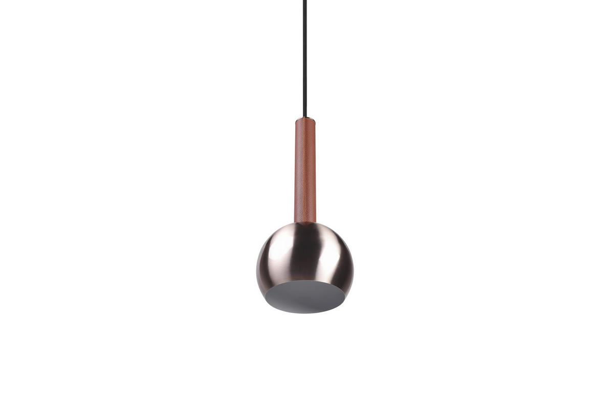 HÄNGELEUCHTE 20/200 cm   - Braun/Nickelfarben, Design, Leder/Metall (20/200cm) - Cinque