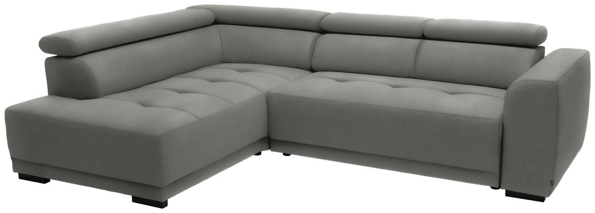 ECKSOFA in Feincord Grau  - Schwarz/Grau, Design, Kunststoff/Textil (205/284cm) - MID.YOU
