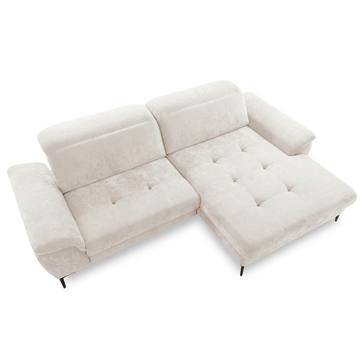 ECKSOFA  Webstoff Sandfarben  - Sandfarben/Schwarz, Design, Textil/Metall (268/195cm) - Livetastic