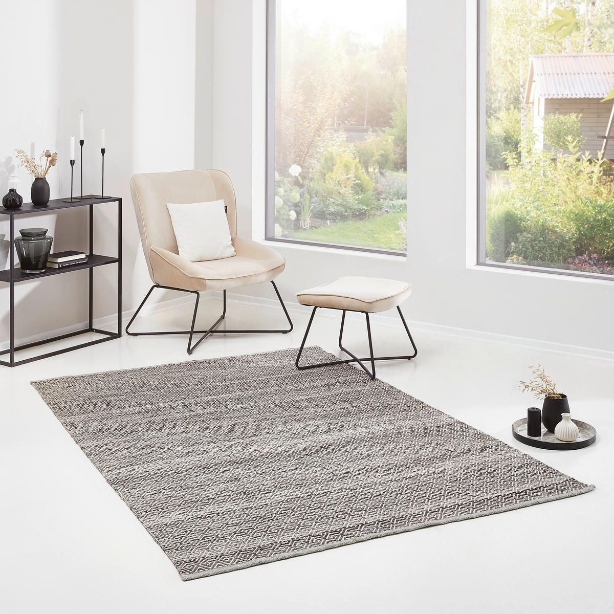 KÉZI SZÖVÉSŰ SZŐNYEG  Jupiter  - kék, Natur, textil (70/130cm) - Linea Natura