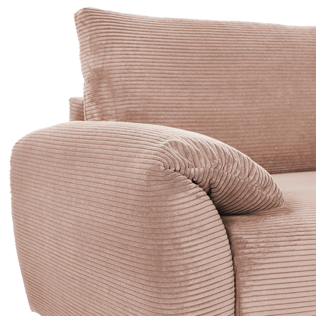 ECKSOFA in Cord Altrosa  - Schwarz/Altrosa, Konventionell, Kunststoff/Textil (266/180cm) - MID.YOU