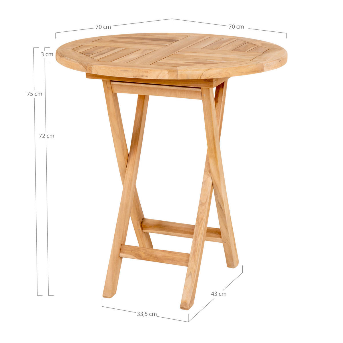 GARTENTISCH 70/70/75 cm Holz rund  - Braun, MODERN, Holz (70/70/75cm) - Gardenson