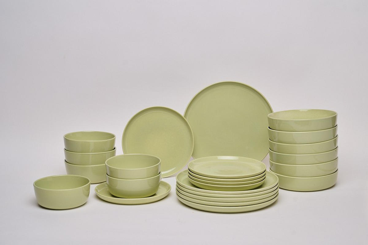 KOMBISERVICE Colori verde 24-teilig  - Grün, Trend, Keramik - Novel
