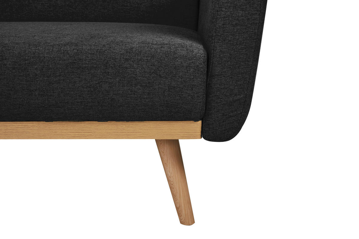 SCHLAFSOFA in Struktur Schwarz  - Schwarz/Naturfarben, MODERN, Holz/Textil (212/79/85cm) - Livetastic