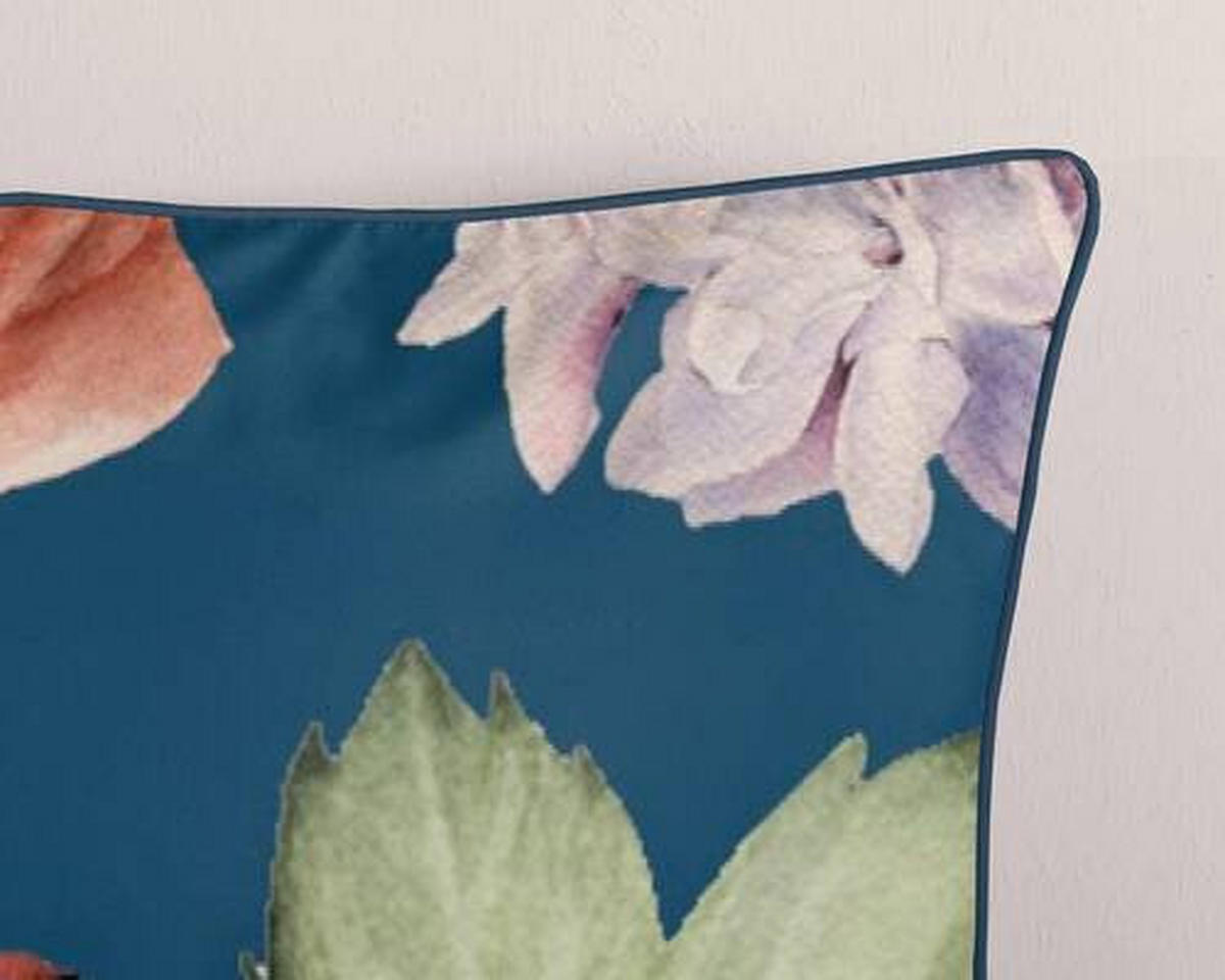 WENDEBETTWÄSCHE Fiori Satin 135/200 cm  - Blau/Dunkelblau, Natur, Textil (135/200cm)