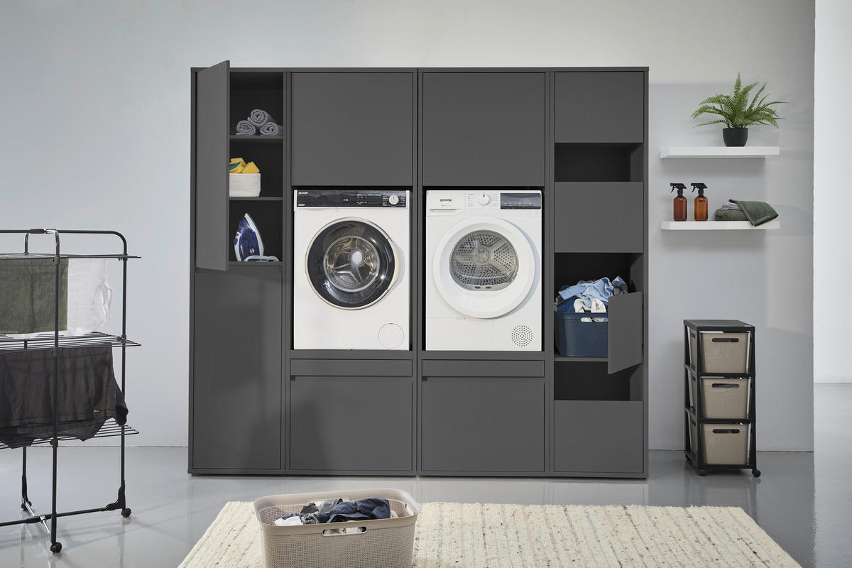 WASCHMASCHINENSCHRANK 67,5/151,8/67,5 cm  in Anthrazit  - Anthrazit, Basics, Holzwerkstoff (67,5/151,8/67,5cm) - Xora
