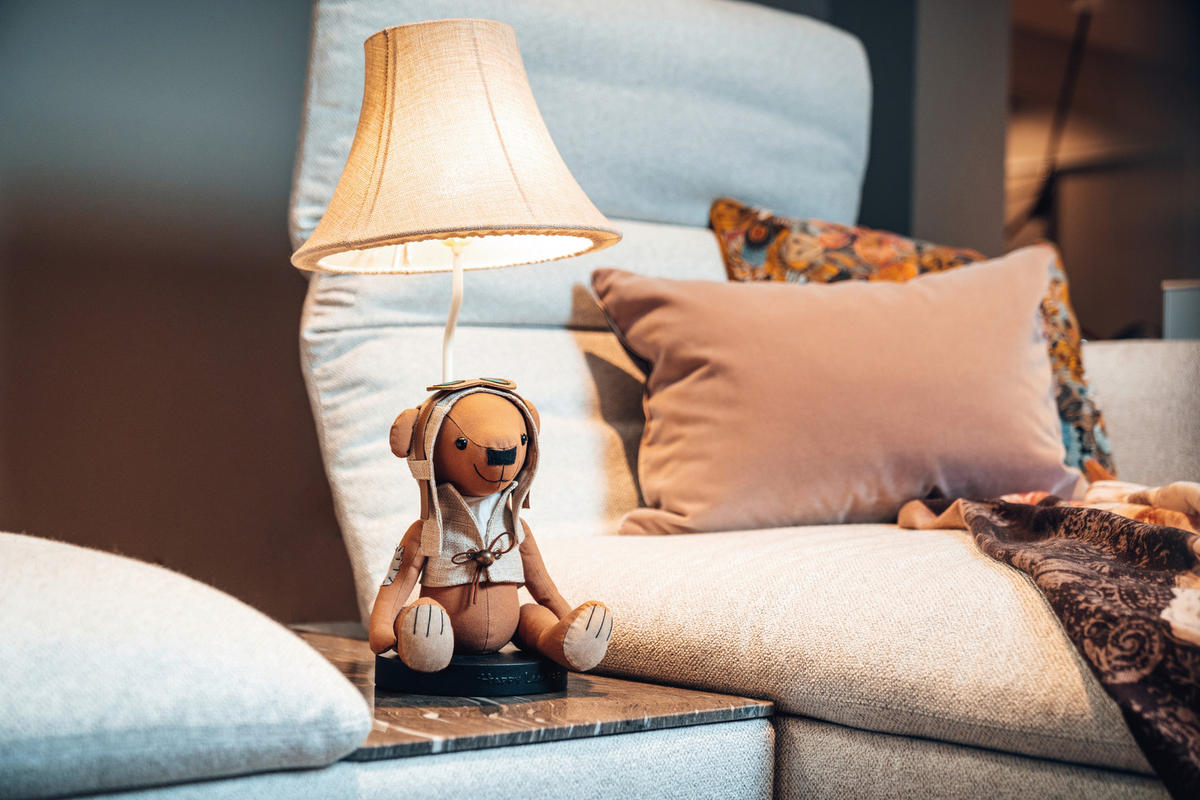 LED-KINDERTISCHLEUCHTE Charles der Bär   - Beige/Weiß, LIFESTYLE, Textil/Metall (31,5/61/31,5cm) - Happy Lamps